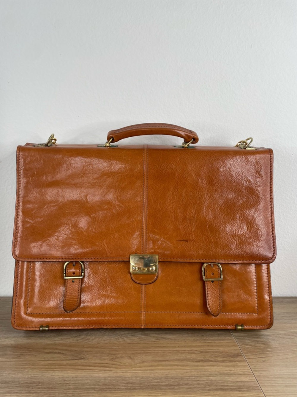 Vtg Renwick Canada Italian Leather Briefcase - Pristine, Never Used with Key